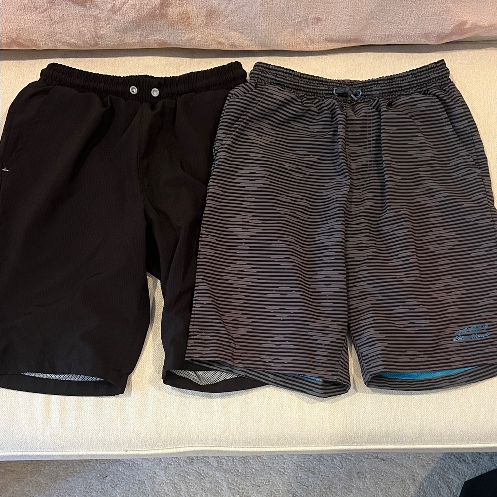 Eddie Bauer Black and Gray Striped Shorts